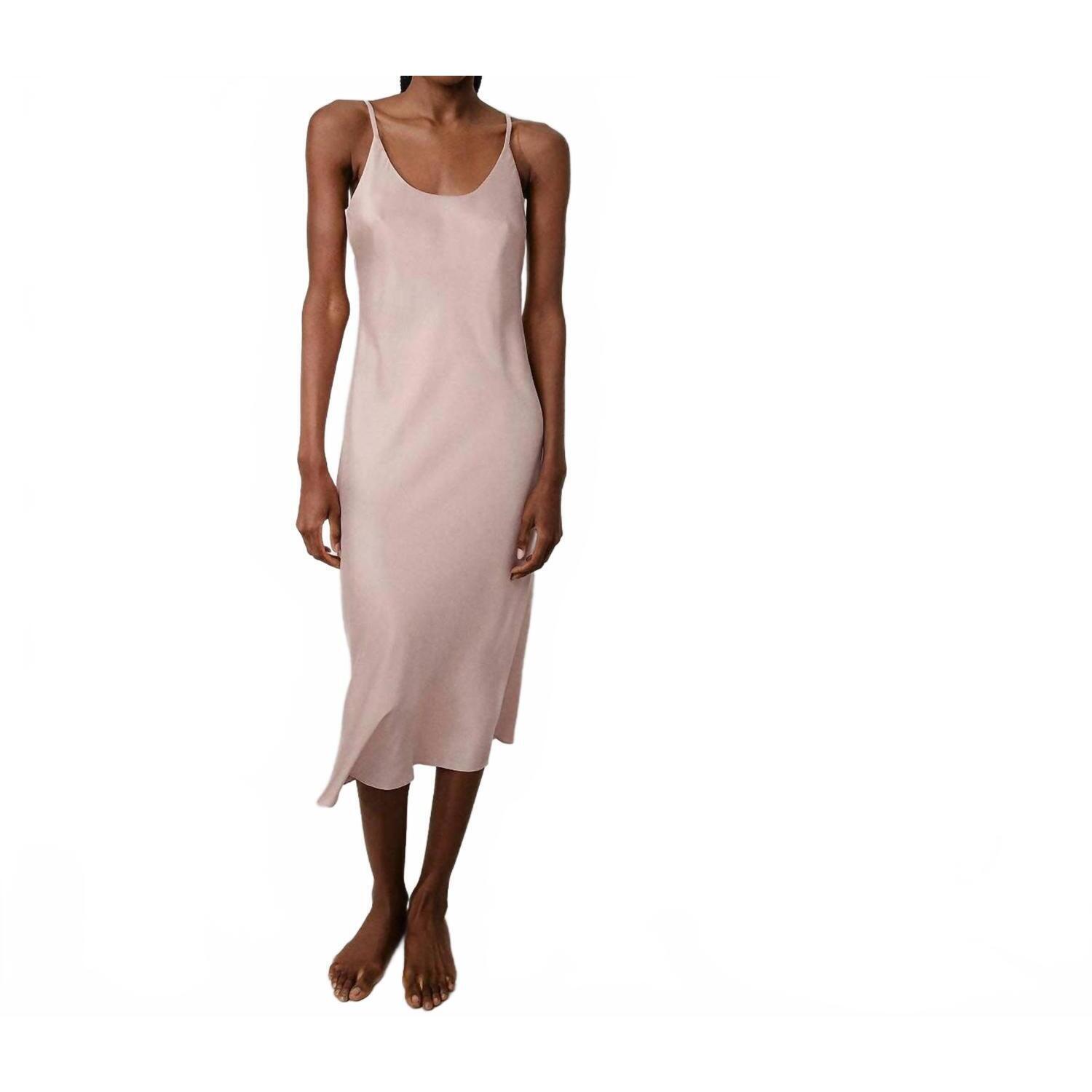 New Lunya Washable Silk Bias Slip Midi Dress In Delicate Pink
